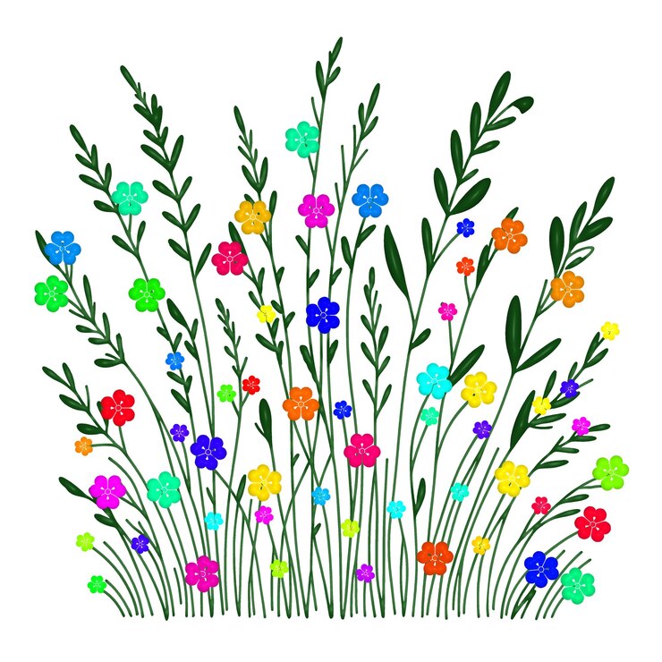 PSD wilde regenboogbloemen