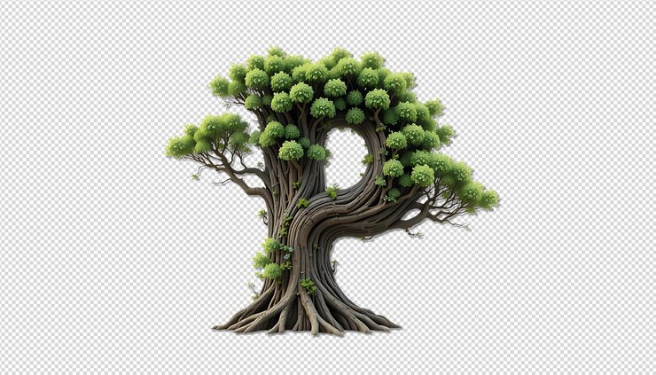 PSD wilderness tree 3d rendering letter p isolated on png 1