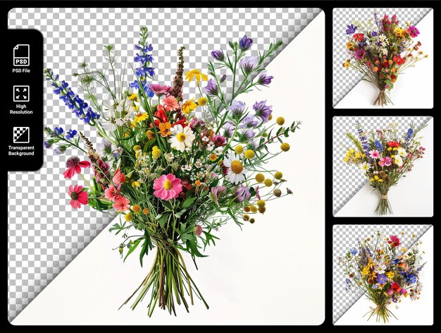 PSD wildflower bouquet psd with transparent background