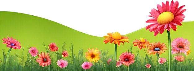 PSD Поле диких цветов отрывок из красочного весеннего поля диких цветок