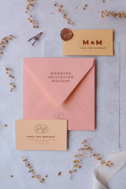 wildflower wedding invitation mockup