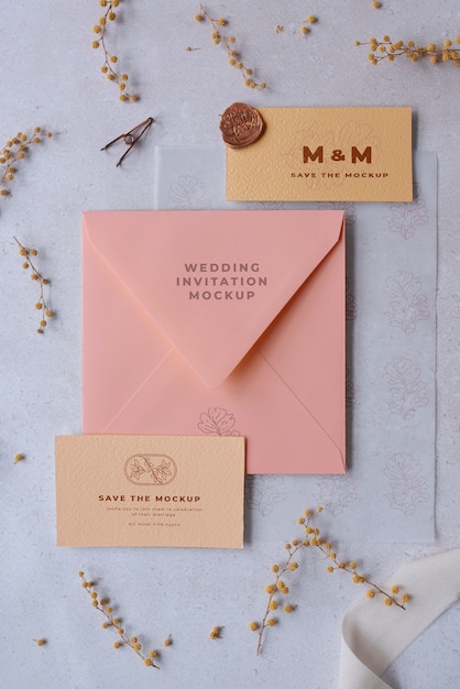 Wildflower wedding invitation mockup