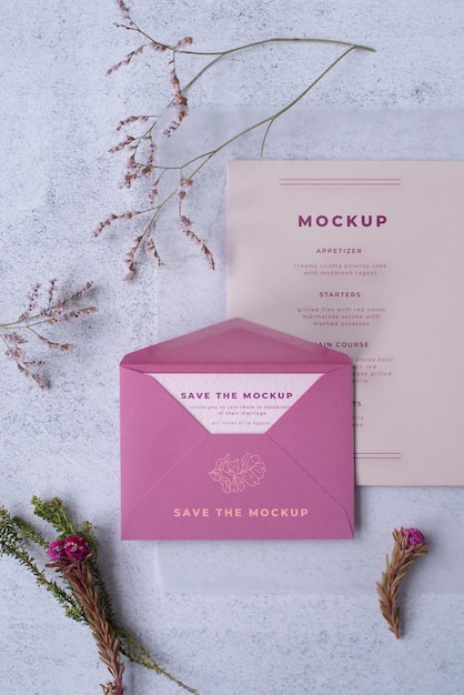 wildflower wedding invitation mockup