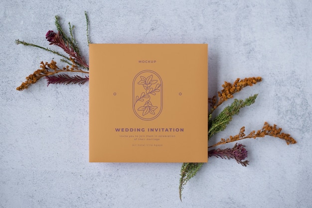 Wildflower wedding invitation mockup