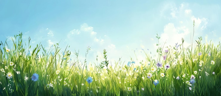 PSD 野の花と青い空