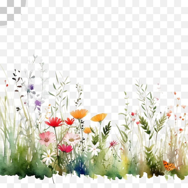 PSD wildflowers watercolor transparent background