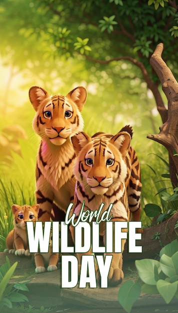 PSD ワイルドライフデーのソーシャルメディア投稿バナーテンプレートデザイン wildlife day background