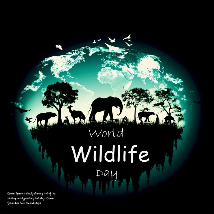 PSD wildlife silhouette on earth wildlife day