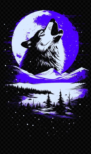 Wilk Wrzeszczący Na Księżycu Ze śnieżnym Krajobrazem Poster Design Psd Art Design Concept Poster Banner