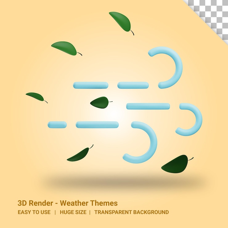 PSD wind 3d illustration with transparent background