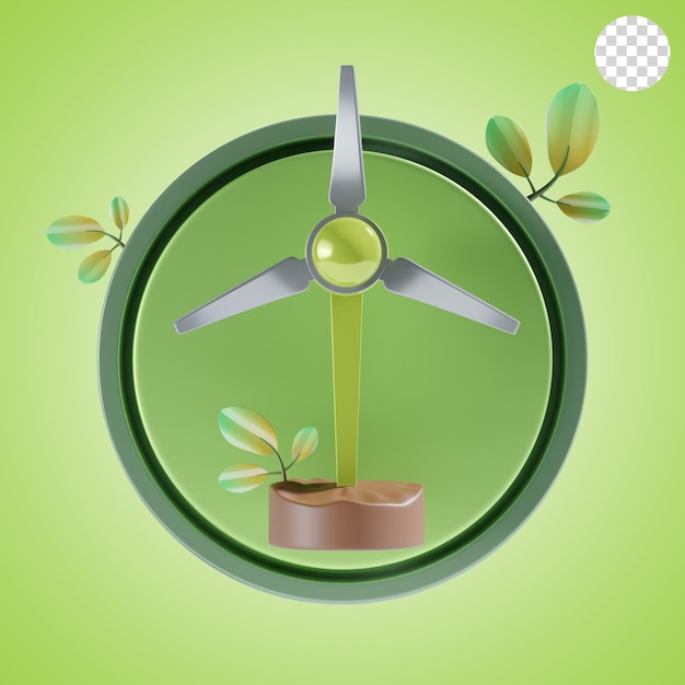 PSD wind energy 3d icon illustration