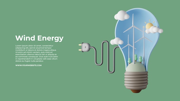 Illustrazione 3d di energia eolica