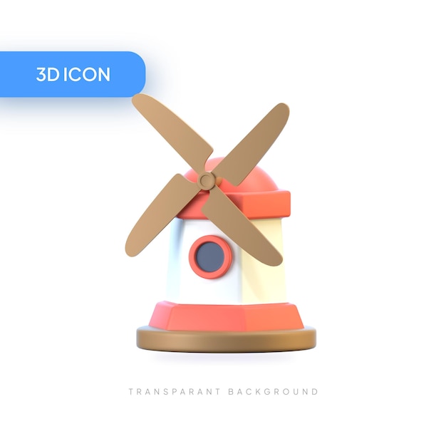 PSD mulino a vento illustrazione 3d icon pack element