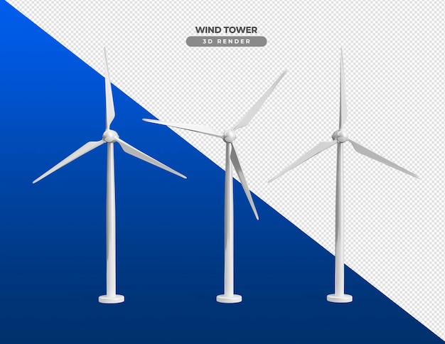 Wind power tower in 3d realistic render