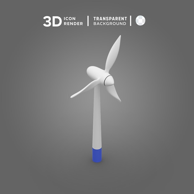 PSD wind turbine 3d illustration rendering 3d icon colored isolated