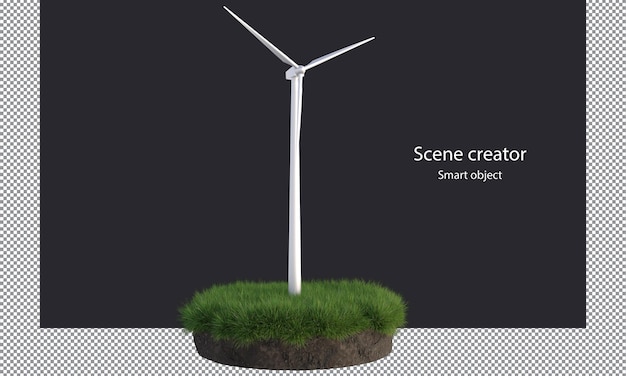 wind turbine on grass field windmills for electricity isolated