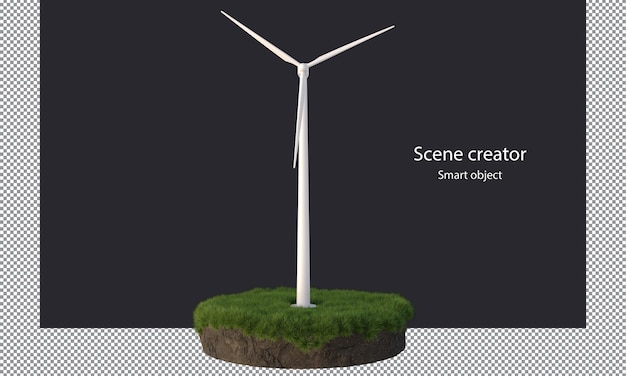 wind turbine on grass field windmills for electricity isolated