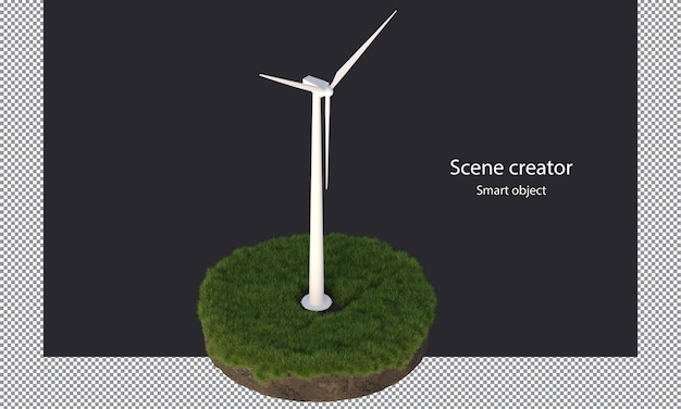 wind turbine on grass field windmills for electricity isolated