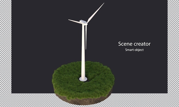 PSD wind turbine on grass field windmills for electricity isolated