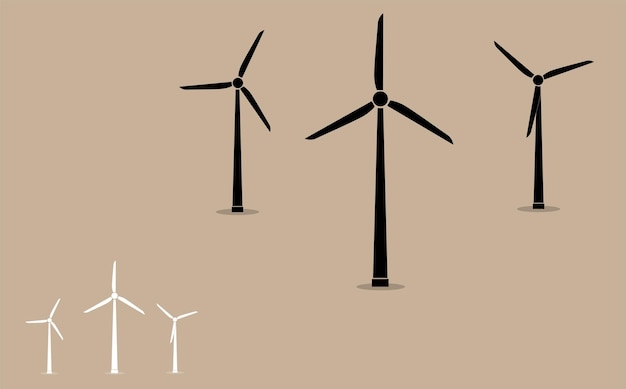 Wind Turbines Silhouettes Representing Clean Energy