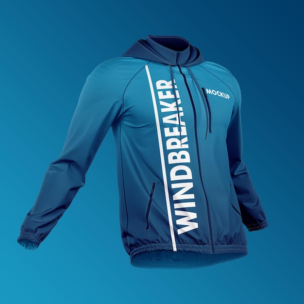 Premium PSD | Windbreaker sports jacket mockup back view