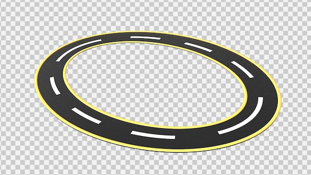 Winding curved ring road highway isolated 3d illustration