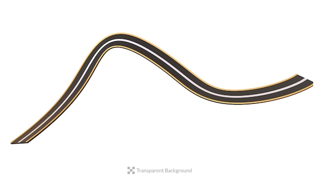 Strada curva tortuosa o autostrada a due corsie con set di illustrazioni per icone 3d isolate