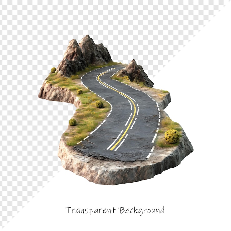 PSD winding mountain road
