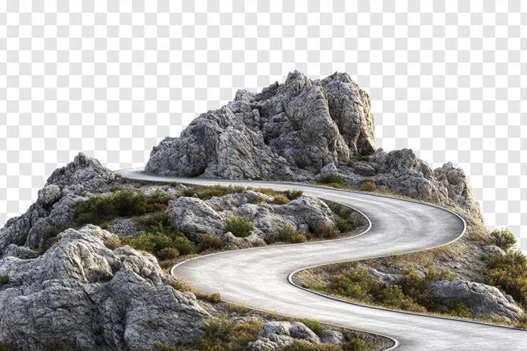 PSD winding mountain road