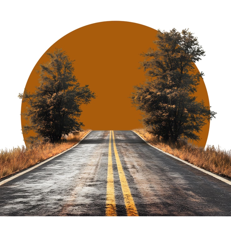 PSD winding road isolated on transparent background winding curve black road png
