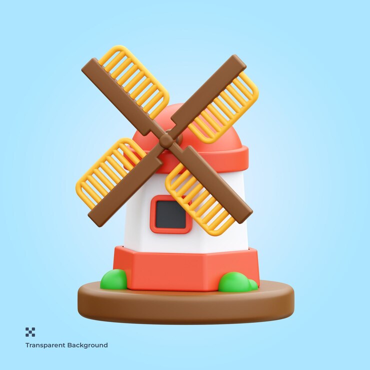 PSD 3d-иллюстрация ветряной мельницы