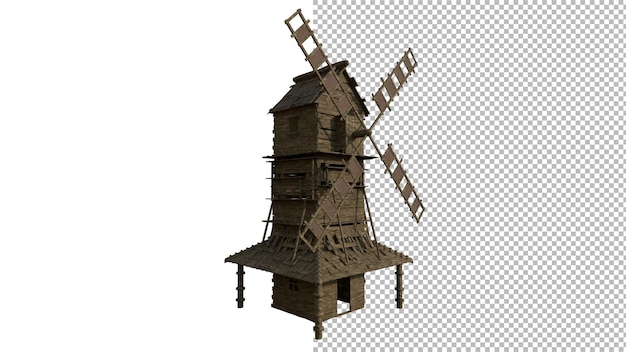 PSD Угол обзора ветряной мельницы без тени 3d рендеринга