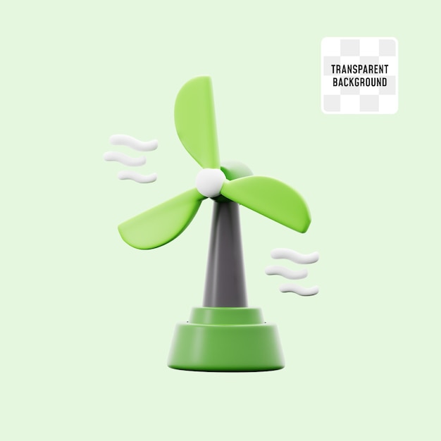 Windmill wind turbine for green renewable wind energy environment friendly ecology concept 3d icon illustration render design