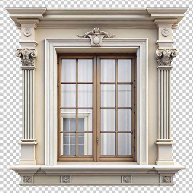 PSD window classic architecture element on transparent background