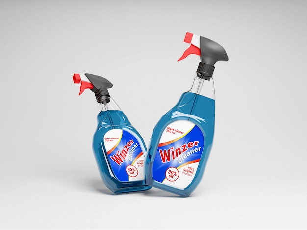 PSD modello di mockup di spray detergente per vetri detergente