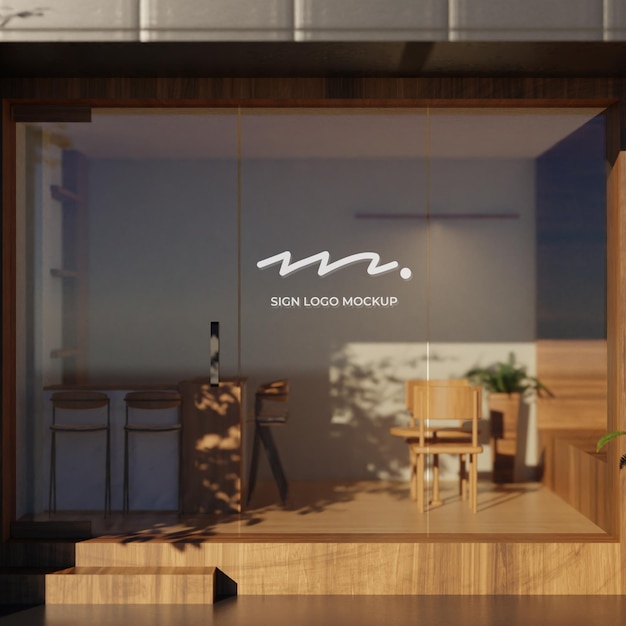 PSD window glass storefront logo mockup