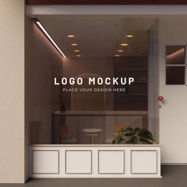 Window glasss storefront logo mockup