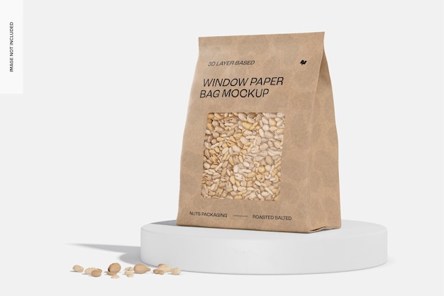 Window paper bag mockup, right view