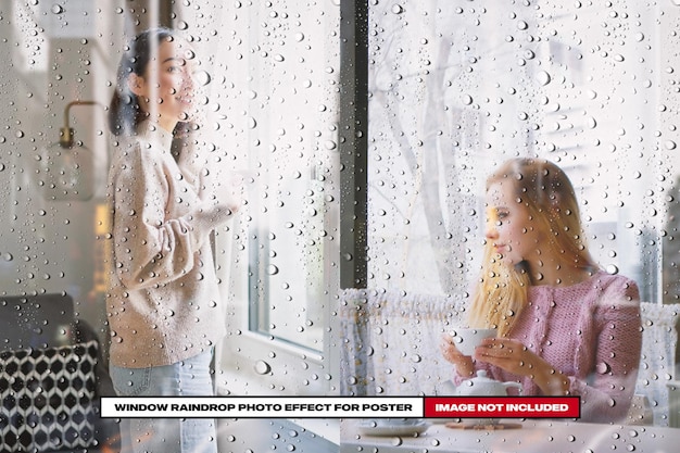 PSD window raindrop photo effect for poster