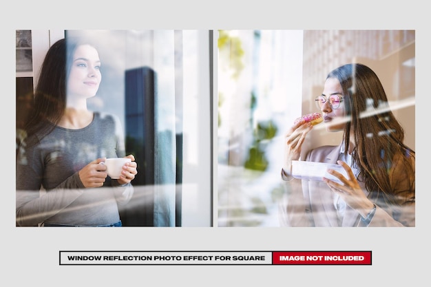 PSD window reflection photo effect for square