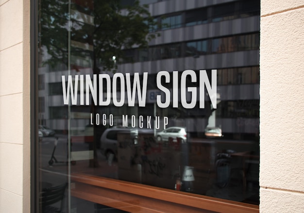 Window sign logo mockup