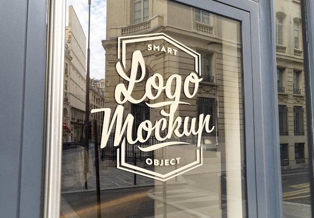 PSD window signage text effect or logo mockup