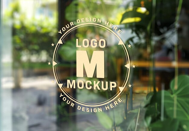 PSD window signage text effect or logo mockup