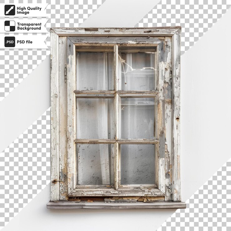 PSD a window with a wooden frame that says quot the window quot