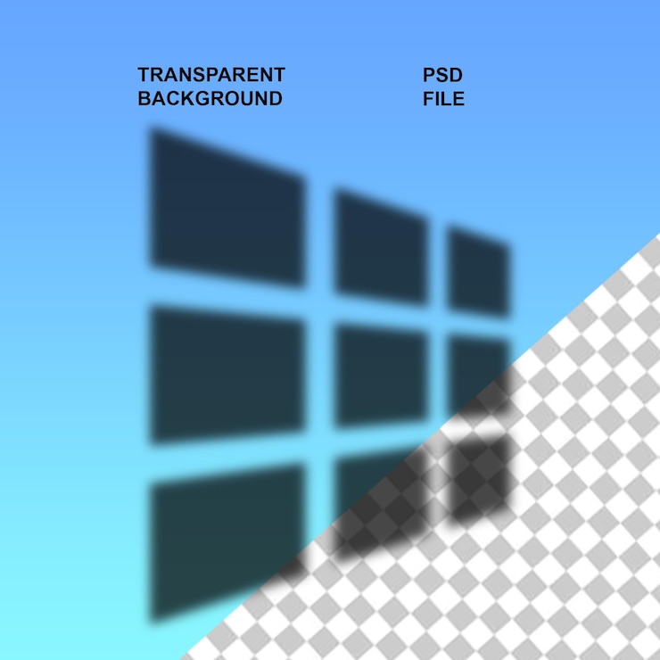 PSD windows shadow png with transparent isolated background