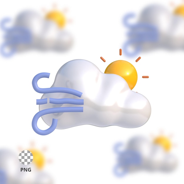 PSD windy cloud 3d icon