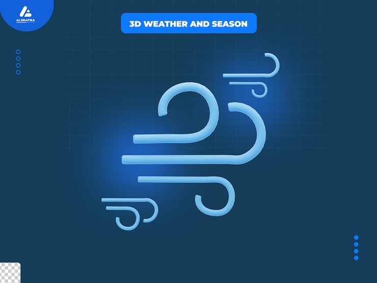 PSD windy lightning snow 3d icon