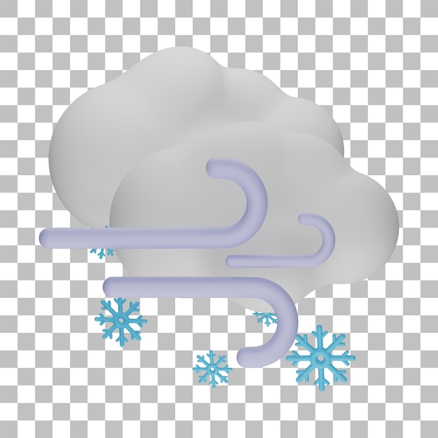 PSD windy snowy 3d illustration