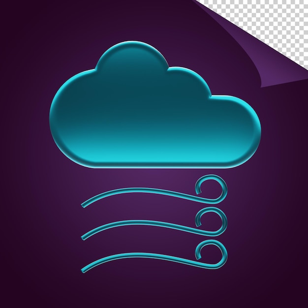 windy weather icon with light blue cloud and wind