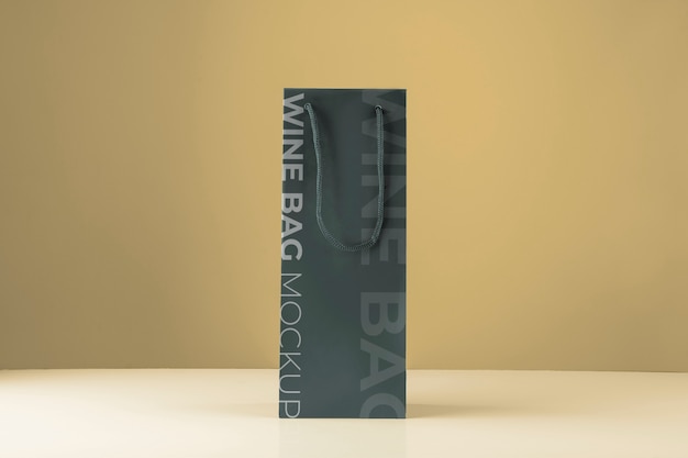 Wine bag and wine bottle mockup